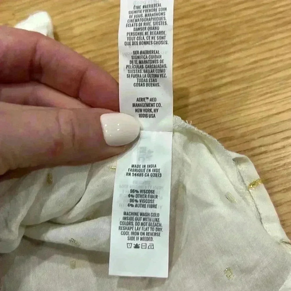 NWT Aerie White Gold Sparkle Cropped Adjustable Spaghetti Strap Tank Top Large - Picture 7 of 7